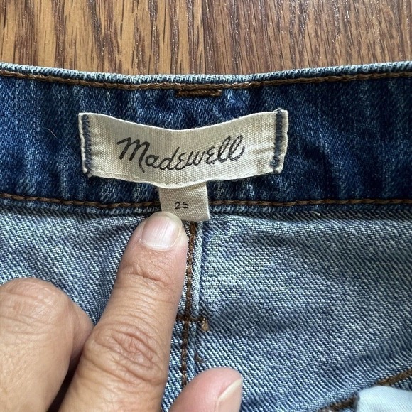 Madewell Denim Skirt Rigid A-Line Mini Size 25 Raw Hem Medium Wash - Picture 6 of 9